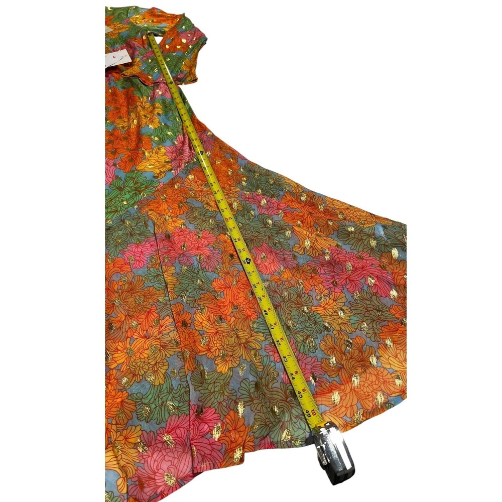 NWT Never Fully Dressed Floral Alaia Maxi Dress Gold Foil Multi Color US 10 - Picture 8 of 16